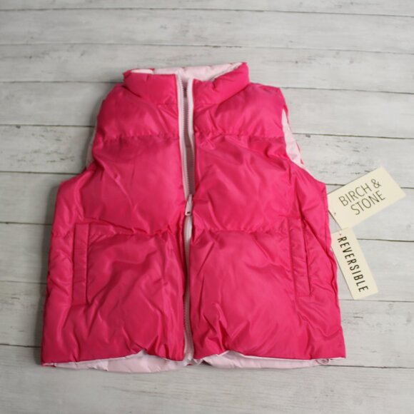 Birch & Stone Girl's Sleeveless Puffer Jacket Vest Size 12 Pink Reversible - Picture 2 of 6